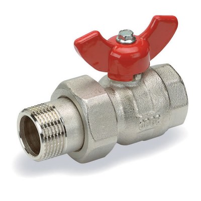 Full Bore Ball Valve for Heating, 491 FF V - Female Ends with red Aluminium Square Handle with wire and lead seal